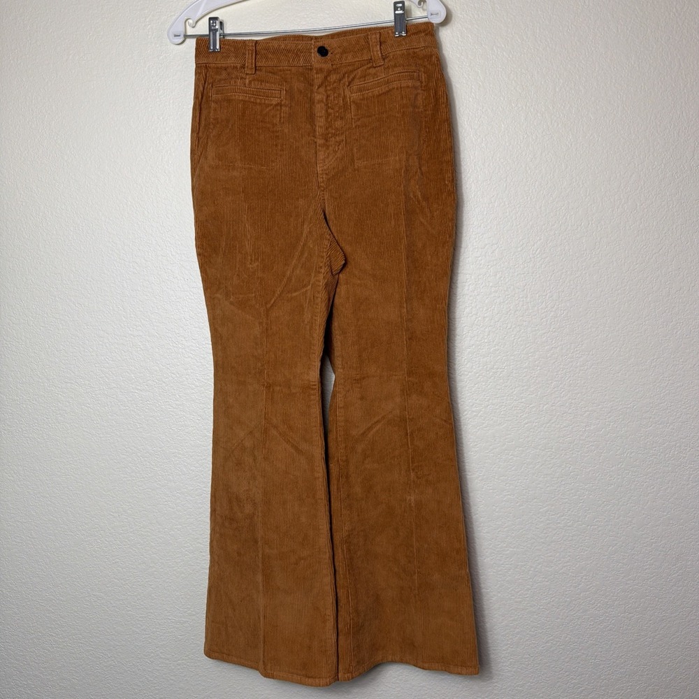 J.Crew Corduroy Pants Womens 27P Brown Flared Trousers High Waisted Stretch NWT